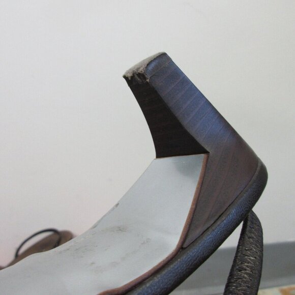 France Mode Mules Women Size 38 Brown Pointed Toe Leather High Heels Sexy 322 - Picture 6 of 12